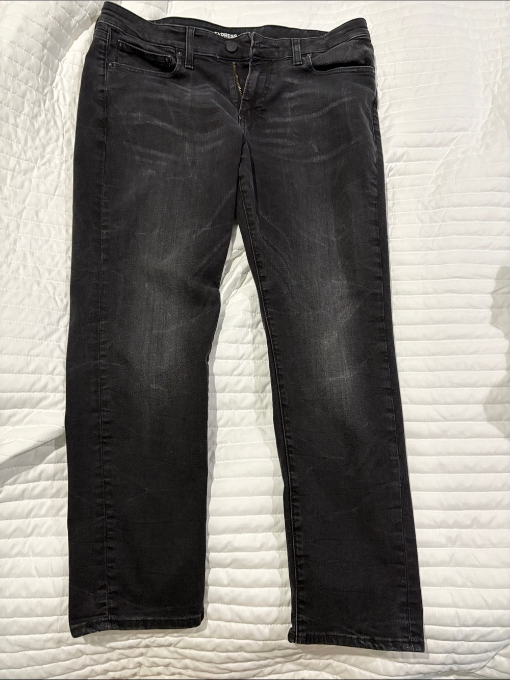 Express Men's Black Washed Straight Jeans